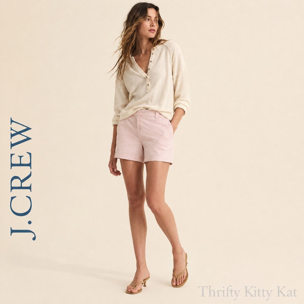 J.Crew City Fit Weathered Chino Shorts Classic Twill Flat Front Pink Preppy 2